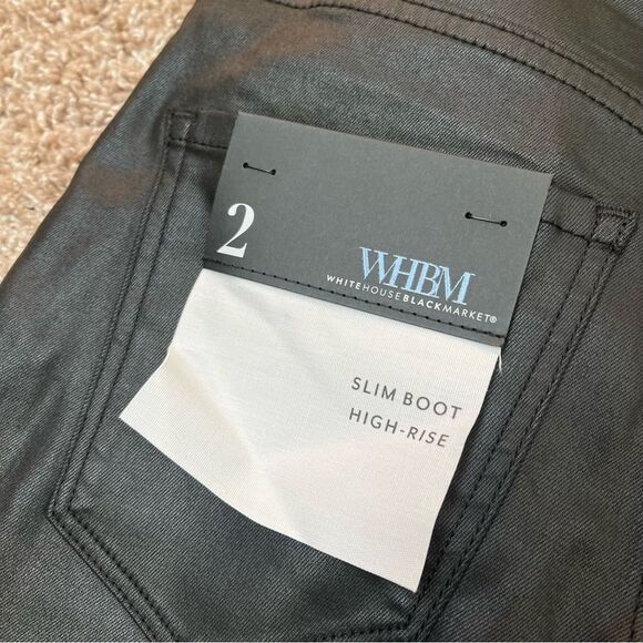 WHBM Coated Slim Bootcut High Rise Jeans - Picture 13 of 16